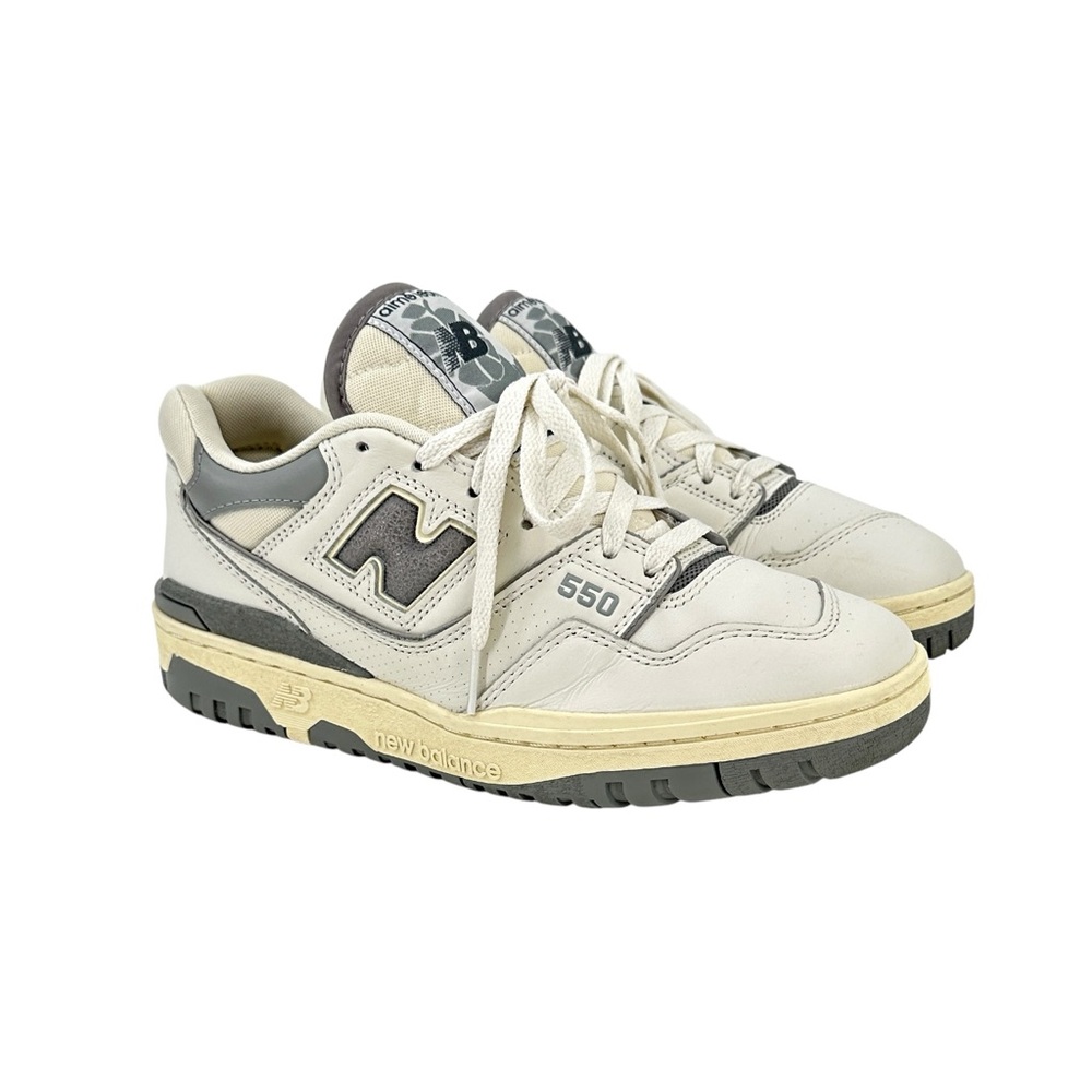 Aime Leon Dore x New Balance 550 White & Gray Lowtop Leather Sneakers 7.5 Mens